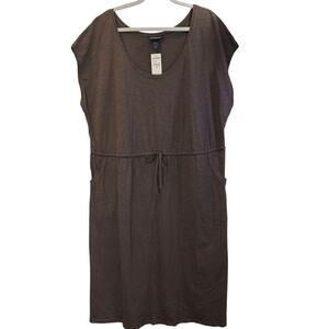Lane Bryant Womens 18/20 Brown 100% Cotton Summer Pocket Dress